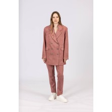 By Özlem Yazan Nubuk Blazer Ceket Havuç Pantolon Kadın Ikili Takım