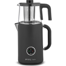 King Pratik ve Modern Dijital Çay Makinesi, Şık Siyah Tasarım