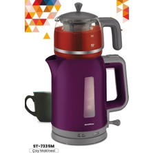 Allians Mor 2200W Cam Demlikli Çay Makinesi ve Su Isıtıcı, Pratik ve Şık Tasarım