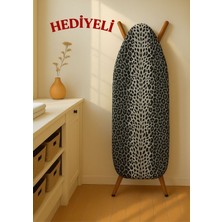 Feyza Design Gri Keçeli Leopar Desenli Battal Xxl Pamuklu Ütü Masası Kılıfı