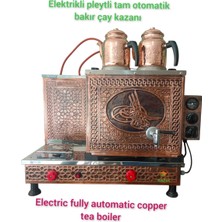 Allians Bakır Çay Kazanı 2 Demlikli Tam Otomatik Elektrikli Osmanlı Model