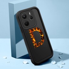 HONTINGA Xiaomi Redmi Note 14 ile Uyumlu Kılıfı Düşüme Önleyici Basitlik Anti Düşme Kamera Korumali Harf C ve Harf D Siyah Desen Yumuşak Silikon Telefon Kılıfı Kadın ve Erkek Için Uygundur K2-0357