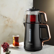 Allians Pratik ve Şık Çay Makinesi, Siyah Bakır Tasarım, Hızlı Demleme Için Ideal