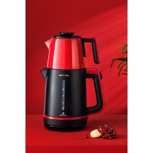 Allians Çelik Demlikli 2'li Çay ve Kettle Seti, Cranberry Renk