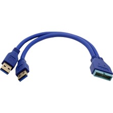 Alfais 4647 USB 3.0 Y Kablo 19PIN Anakart Dönüştürücü Port Çoklu