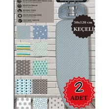 Feyza Design Iki Adet Yanmaz Yüzey Keçeli Ütü Masası Kılıfı 50-120CM Lastikli, Renkli