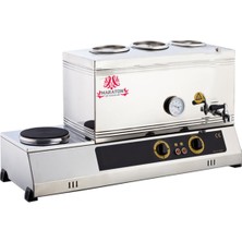 Allians Elektrikli Çay Kazanı, Üç Demlikli, 60'lık, Çelik Çay Makinesi