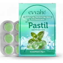 Evvahe Doğal Okaliptüs Yağı, Tıbbi Nane Yağı, Mentol ve C Vitamini Içeren Pastil Takviye Edici Gıda