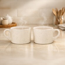 Evidea Kitchen Seramik 2'li Kupa - Krem - 110 ml