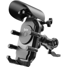 Ayna Bağlantılı Güneş ve Yağmur Korumalı 360° Derece Ayarlanabilir Motosiklet Telefon Tutucu - Lisinya