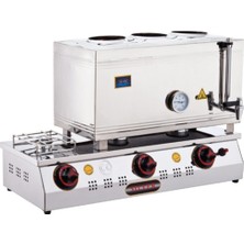 Allians Silverinox 3 Demlikli Elektrikli Çay Kazanı, Çift Taban, Kaynaklı 33L