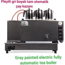 Allians 3 Demlikli Çay Kazanı Gümüş Gri Elektrikli Pleytli Çay Makinesi