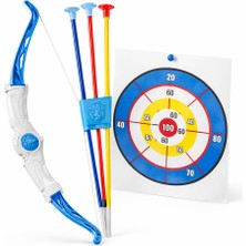 Akar Ok ve Yay Oyuncak Seti Hedef Kağıtlı Büyük Boy Mavi Beyaz