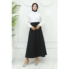 Rfk Butik Kadın Puf Scuba Beli Lastikli Tesettür Etek - Siyah