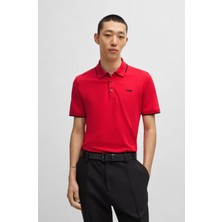 Hugo Erkek Kısa Kol  Polo Yaka Yaka ve Kol Uçları Renkli Şerit Kapama Kırmızı Polo Yaka T-Shirt 50467344-693