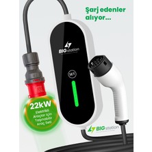 BIGstation 22KW Taşınabilir Akıllı Ev Ac Şarj Cihazı Wi-Fi Destekli 22 Kw Mobil Uygulama Kablolu (TAŞIMA ÇANTASI ve 220V DÖNÜŞTÜRÜCÜ)