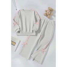 My Kids Wear Kız Çocuk Çift Şerit Kurdele Üç Iplik Eşofman Takımı 3-10 Yaş 12342