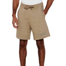 Erkek Bel Lastikli Kısa Boy Hugo Yazı Desenli Dokuma Bej Şort 50535260-219