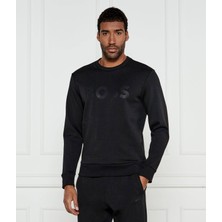Boss Erkek Regular Fit Yuvarlak Yaka Pamuklu Uzun Kollu Siyah Sweatshirt 50535117-001