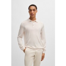 Boss Erkek Regular Fit Uzun Kollu Polo Yaka Ekru Kazak 50476355-131