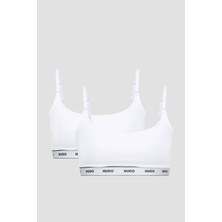 Hugo Kadın Marka Logolu Askılı Spor Giyim Günlük Beyaz Spor Sütyen 50469659-100