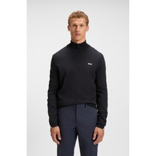 Boss Erkek Regular Fit Fermuarlı Dik Yaka %100 Pamuklu Uzun Kollu Lacivert Kazak 50541965-402