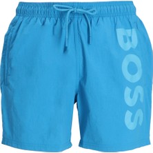 Boss Erkek Logo Baskılı Hızlı Kuruyan Kumaş Beli Ip Bağlamalı Mavi Mayo 50514502-443