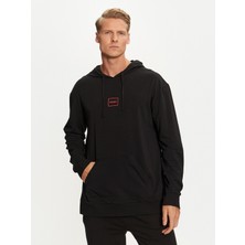 Hugo Erkek Regular Fit Marka Logolu Kapüşonlu Uzun Kollu Siyah Sweatshirt 50525244-001