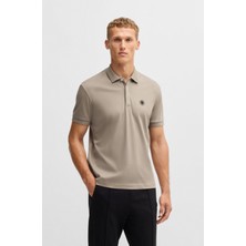 Boss Erkek Regular Fit Pamuklu Monogram Logolu Kısa Kollu Bej Polo Yaka T-Shirt 50533273-334