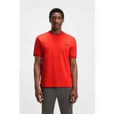 Boss Erkek Regular Fit Yuvarlak Yakalı Porsche Desenli Nem Kontrolü Sağlayan Kısa Kollu Kırmızı T-Shirt 50543341-802