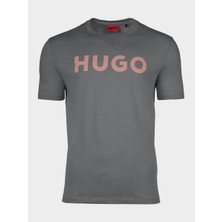 Hugo Erkek %100 Pamuklu Logolu Kısa Kollu Gri T-Shirt 50467556-086