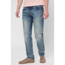 Boss Erkek Eskitme Desenli Slim Fit Düz Paça Mavi Jeans 50549119-422