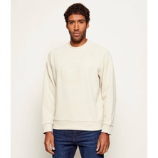 Boss Erkek Regular Fit Yuvarlak Yakalı Dokulu Logo Işlemeli Ekru Sweatshirt 50553573-272