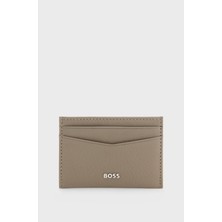 Boss Erkek Logo Kabartmalı 4 Kart Bölmeli Deri Bej Kartlık 50529515-376
