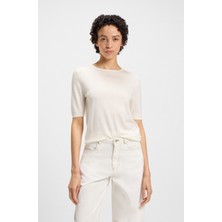 Hugo Kadın Rahat Kalıp Yuvarlak Yakalı Kısa Kollu Ekru Kazak 50543936-118