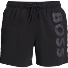 Boss Erkek Logo Baskılı Hızlı Kuruyan Kumaş Beli Ip Bağlamalı Siyah Mayo 50514502-022