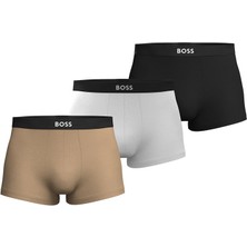 Boss Erkek Logolu Bel Bantlı Organik Pamuk Karışımlı 3'lü Paket Çok Renkli Boxer 50544263-960