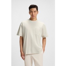 Boss Erkek Normal Kalıp Merserize Pamuklu Yuvarlak Yakalı Kısa Kollu Bej T-Shirt 50544106-131