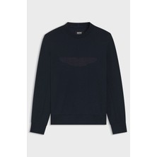 Boss Erkek Normal Kesim Yuvarlak Yakalı Aston Martin Imzalı Pamuklu Lacivert T-Shirt 50554525-404