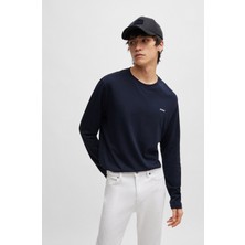 Hugo Erkek Marka Logolu Uzun Kollu Bisiklet Yaka Günlük Lacivert T-Shirt 50466159-405