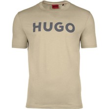 Hugo Erkek %100 Pamuklu Logolu Kısa Kollu Bej T-Shirt 50467556-285