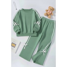 My Kids Wear Kız Çocuk Çift Şerit Kurdele Üç Iplik Eşofman Takımı 3-10 Yaş 12333