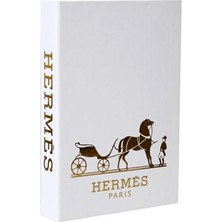Hermes Beyaz Gold Dekoratif Kitap Kutu