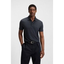 Boss Erkek Regular Fit %100 Keten Kısa Kollu Lacivert Polo Yaka T-Shirt 50552246-408