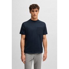 Boss Erkek Normal Kesim Cep Detaylı Pamuklu Kısa Kollu Mavi T-Shirt 50531523-404