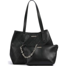 Hugo Kadın Logo Desenli Manyetik Kapatmalı Zincir Askılı Mini Bölmeli Siyah Omuz Çantası 50536854-001