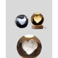 Romantik Kalpli Kristal Cam Küre USB Li Işıklı Dekoratif Obje - Lisinya