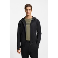 Boss Erkek Normal Kalıp Kapüşonlu Uzun Kollu Esnek Kumaş Siyah Sweatshirt 50531224-001