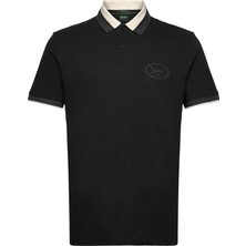 Boss Erkek Normal Kalıp %100 Pamuklu Logo Işlemeli Kısa Kollu Siyah Polo Yaka T-Shirt 50548988-001