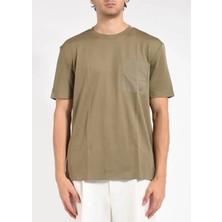 Boss Erkek Regular Fit Yuvarlak Yakalı Cep Detaylı Pamuklu Kısa Kollu Haki T-Shirt 50543326-245